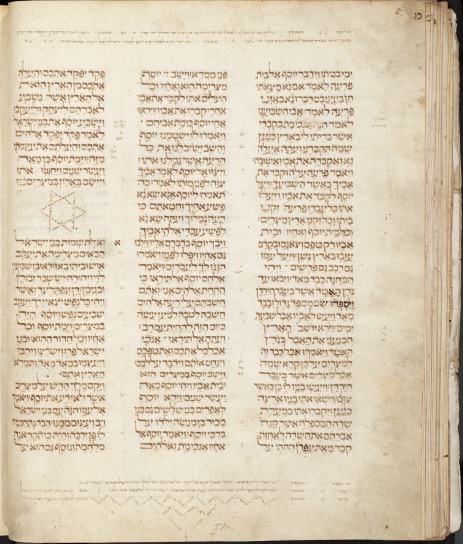 The end of the Book of Genesis and beginning of the Book of Exodus in the 1307 Bible manuscript