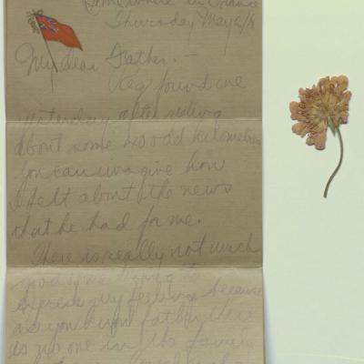 Letter and flower from Richardson WWI letters