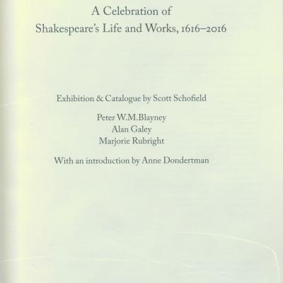 Title page of  Shakespeare catalogue