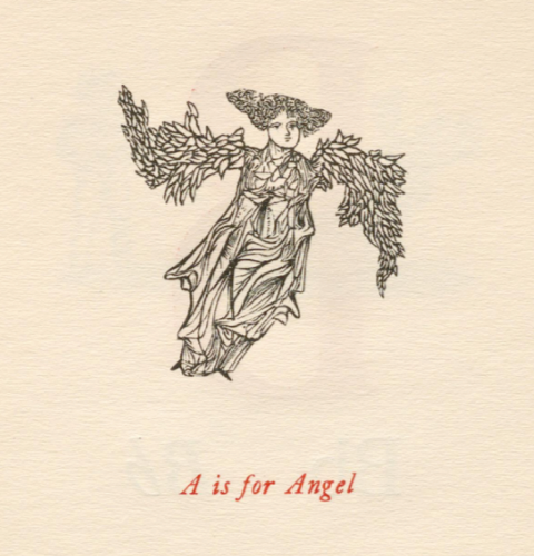 "A is for Angel" from Esther and Leonard Baskin's "An ABC with Best Wishes for 1958 from Esther & Leonard Baskin"