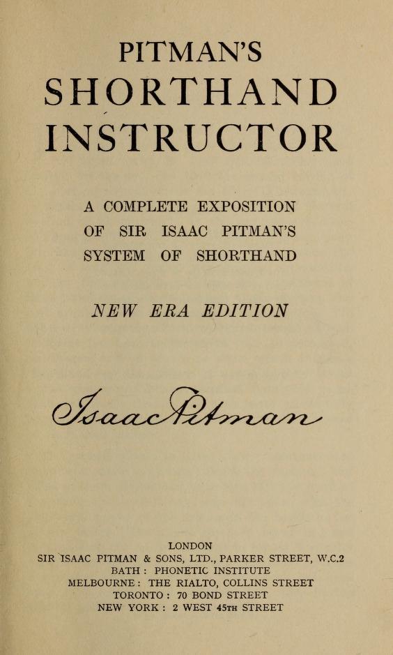 Cover page of Pitman's Shorthand Instructor