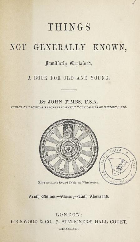 Things not generally known cover page