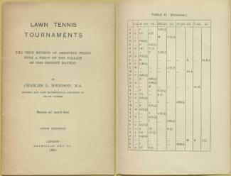 Title page and chart from Dodgson book on tennis