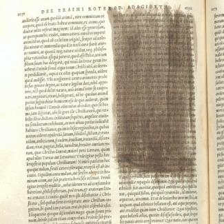 Page from redacted Erasmus book 