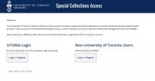 Screenshot of Special Collections Access home page