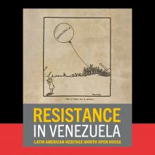 Poster for Resistance in Venezuela featuring a ballon with the word democracy